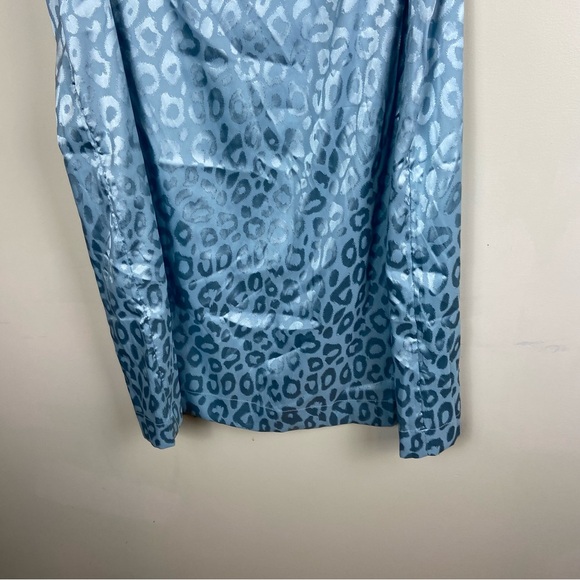 Something New Snmia Gatherings Baby Blue Leopard Embossed‎ Midi Satin Skirt XL - Picture 8 of 10